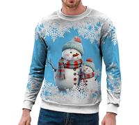 Generico Felpa Natale Uomo, Felpa Senza Cappuccio Uomo Cotone Elegant Taglia Forti alla Moda Stampato Pullover Manica Lunga Grinch Natale Stampato Sportivo Felpa Uomo Leggera per Lo Streetwear