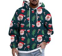 Generico Felpa Natale Uomo, Felpe con Cappuccio da Uomo Elegant Taglia Forti alla Moda Stampato Pullover Manica Lunga Grinch Natale Stampato Sportivo Felpa Leggera Uomo per Il Tempo Libero
