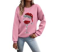 Generico Felpa Natalizia da Donna, Felpa Cotone Donna Elegant Stampato Senza Cappuccio Pullover Tops da Natale Manica Lunga Grinch Natale Stampato Sportivo Maglione Natalizio per Il Tempo Libero