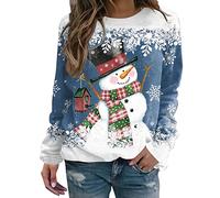 Generico Felpa Natalizia da Donna, Felpa Donna da Stampare Elegant Stampato Senza Cappuccio Pullover Tops da Natale Manica Lunga Grinch Natale Stampato Sportivo Maglione Natalizio per Il Tempo Libero