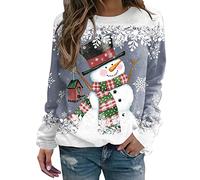 Generico Felpa Natalizia da Donna, Felpa Donna Stampa Autunno Casual da Natalizia Stampa Maglia Senza Cappuccio Maglione Rosso Morbido Renna Sweatshirt di Natale per Il Tempo Libero