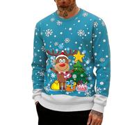 Generico Felpa Natalizia-Maglione Natalizio da Uomo Maglione Lavorato Maglia Invernale da Uomo con Fiocchi di Neve Renne