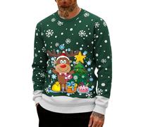 Generico Felpa Natalizia-Maglione Natalizio da Uomo Maglione Lavorato Maglia Invernale da Uomo con Fiocchi di Neve Renne