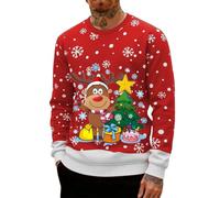 Generico Felpa Natalizia-Maglione Natalizio da Uomo Maglione Lavorato Maglia Invernale da Uomo con Fiocchi di Neve Renne