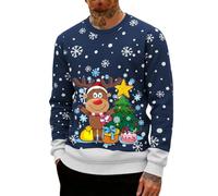 Generico Felpa Natalizia-Maglione Natalizio da Uomo Maglione Lavorato Maglia Invernale da Uomo con Fiocchi di Neve Renne