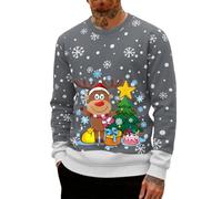 Generico Felpa Natalizia-Maglione Natalizio da Uomo Maglione Lavorato Maglia Invernale da Uomo con Fiocchi di Neve Renne