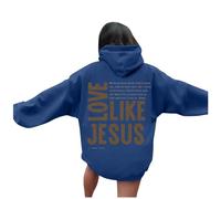 Generico Felpa Oversize da Donna Stampa Casual Cappuccio Zip Personalizzata Super Soft Touch Scollo Rotondo E Spacco Laterale Autunno Allentata per Inverno