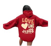 Generico Felpa Oversize da Donna Vintage Cappuccio Felpe Top Carino Stampa Scollo Rotondo E Spacco Laterale Baggy Soft Hoodie Adolescenti attività All'Aperto