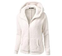 Generico Felpa Peluche Donna Eleganti Casual Comodo Giubbotto Morbido Caldo Peluche Leggero Felpa in Pile Addensato Oversize Fleece Giacca Teddy Outerwear Pesante Manica Lunga Cappotto Hoodie