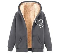 Generico Felpa Pile Donna con Zip E Cappuccio Invernale Caldo Cerniera Hoodie in Sherpa Morbido Tinta Unita Sweatshirt Pesante Teddy Comoda Autunno Sportiva Casual Giubbino Pesante Trekking