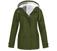 Generico Felpa Pile Donna Con Zip Felpa Con Zip Donna Giacca Da In Peluche Solido Da Ispessimento Outdoor Plus Size Impermeabile Cappuccio Antivento Giubotto Giacca Army Green M