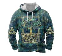 Genérico Felpa Retrò Medievale per Uomo Stampa Giacca Mitologia Nordica Medievale Capispalla Felpa con Cappuccio Medioevo Europeo Maglione Casual e Vintage, A Blu, 5X-Large