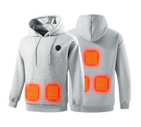 Genérico Felpa riscaldata da uomo Felpe con cappuccio da uomo con cappuccio felpa antivento con cappuccio con coulisse felpe da uomo protezione dal freddo in inverno, Al grigio, L