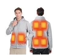 Generico Felpa Riscaldata Uomo con Zip e Tasche Oversize Giacca Invernale Uomos con 7 Zone di Riscaldamento per Attività all'aperto e Campeggio Felpas Tinta Unita con Cappuccio Taglie Forti