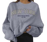 Generico Felpa Senza Cappuccio da Donna,Felpa per Donne Uomini Oversize Abbigliamento Elegante Tops Libero Tshirt Basic in Tinta Unita Vintage Y2k Autunno Inverno Cappotto Palestra, Jogging e Tempo