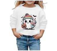 Generico Felpa Senza Cappuccio per Ragazza,Felpa Invernale Bambini a Maniche Lunghe Cappotto Homewear Solid Color/Print Ultra Morbida Oversize Bambine e Ragazze 4-15 Anni