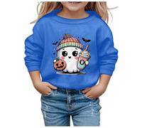 Generico Felpa Senza Cappuccio per Ragazza,Felpa Invernale Bambini a Maniche Lunghe Cappotto Homewear Solid Color/Print Ultra Morbida Oversize Bambine e Ragazze 4-15 Anni