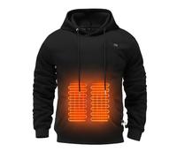 Generico Felpa Uomo Autunno Invernale Riscaldata con Cappuccio Casual Maglia Termica USB Ricaricabile Cinque Zone Termiche E Abbigliamento Sport Giacca(Black, XXL)