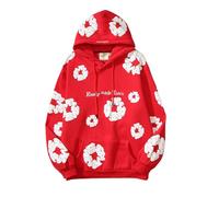 Generico Felpa Uomo con Cappuccio,Giacca Felpa Uomo con Coulisse Y2K Stampa Fiori in Schiuma alla Maniche Lunghe Casual Unisex Sweatsuit Autunno Taglie Forti Felpa