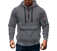 Generico Felpa Uomo con Cappuccio | No Logo | Cotone Premium | Basic - Casual - Sportivo | Senza Zip | Semplice Tinta Unita Felpa Uomo Invernale con Zip Cappello A Corda