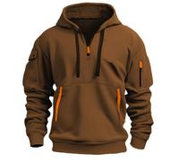 Generico Felpa Uomo con Cappuccio | No Logo | Cotone Premium | Basic - Casual - Sportivo | Senza Zip | Semplice Tinta Unita Felpa Uomo con Zip Invernale Cappello con Cerniera