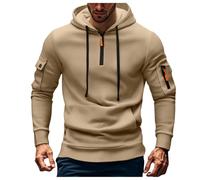 Generico Felpa Uomo con Cappuccio | No Logo | Cotone Premium | Basic - Casual - Sportivo | Senza Zip | Semplice Tinta Unita Felpa Uomo Invernale con Zip Corda da Cappello Regolabile