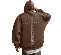 Generico Felpa Uomo con Cappuccio Retro Grafica Verso Biblico per Uomo Abbigliamento Ispirazionale Casual Wear Perfetto per Credenti(Brown, L)