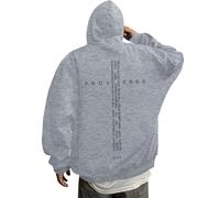 Generico Felpa Uomo con Cappuccio Retro Grafica Verso Biblico per Uomo Abbigliamento Ispirazionale Casual Wear Perfetto per Credenti(Light Gray, L)