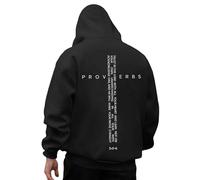 Generico Felpa Uomo con Cappuccio Retro Grafica Verso Biblico Stampa Mezza Zip Pullover in Pile per Casual Wear(Black, L)