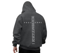 Generico Felpa Uomo con Cappuccio Retro Grafica Verso Biblico Stampa Mezza Zip Pullover in Pile per Casual Wear(Grey, L)