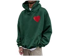 Generico Felpa Uomo con Cappuccio Stampa Lettere Personalizzata Manica Lunga per Stile Unico e Uomo Moderno(Green, L)