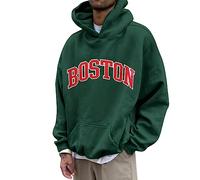 Generico Felpa Uomo con Cappuccio Stampa Lettere Personalizzata Manica Lunga per Uomo Attivo e Casual(Green, XL)