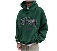 Generico Felpa Uomo con Cappuccio Stampa Lettere Personalizzata Manica Lunga per Uomo Moderno e Stile Personale(Green, XL)