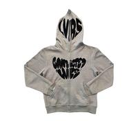 Generico Felpa Uomo con Cerniera,Cappotto con Cappuccio con Cerniera Stampata con Lettera di Tendenza della Moda di Strada da Uomo E da Donna