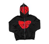 Generico Felpa Uomo con Cerniera,Cappotto con Cappuccio con Cerniera Stampata con Lettera di Tendenza della Moda di Strada da Uomo E da Donna