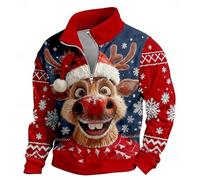 Generico Felpa Uomo per Autunno Inverno Loose Fit Plus Size Slim Casual Manica Lunga Maglione Senza Cappuccio per Abbigliamento Quotidiano e Sportivo Tessuto Morbido(Red, XXXL)