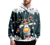 Generico Felpa Uomo Stile Tedesco Pullover con Stampa 3D Comfortable Casual Streetwear con Cappuccio per Primavera Autunno Inverno(Dark Green, L)