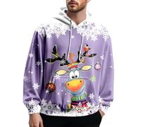 Generico Felpa Uomo Stile Tedesco Pullover con Stampa 3D Comfortable Casual Streetwear con Cappuccio per Primavera Autunno Inverno(Light Purple, L)