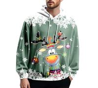 Generico Felpa Uomo Stile Tedesco Pullover con Stampa 3D Comfortable Casual Streetwear con Cappuccio per Primavera Autunno Inverno(Light Green, L)