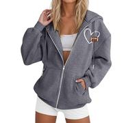 Generico Felpe con Cappuccio da Casual Stampato A Maniche Lunghe Amicizia per Due Felpa Cerniera Donna Oversize Stitch Giacca da Donna Invernale Cappuccio Antivento con Protezione per Le Orecchie