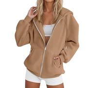 Generico Felpe con Cappuccio da Donna con Zip Intera vestibilità Ampia Comfort Tinta Unita Cappuccio Giacche Cerniera Y2k Pantaloni Donna Estivi Vita Stretta Che Slancia La Figura