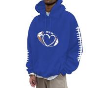 Genérico Felpe con cappuccio da uomo con cappuccio con cappuccio sportivo con tasche larghe con stampa rugby felpa esercizio all'aperto con cappuccio con coulisse, A Blu, M
