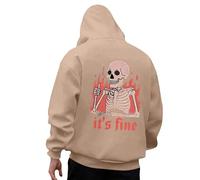 Genérico Felpe con cappuccio da uomo Felpa di Halloween Abbigliamento Uomo Sport Stampato Reversibile Felpa Casual Outdoor Festa di Halloween Stampa Teschio, A Cachi, XXL