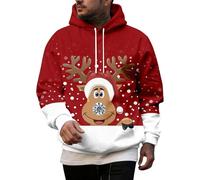 Generico Felpe con Cappuccio da Uomo Felpe Invernali comode con Stampa Festiva,Foderate in Caldo Pile,comode per Le Vacanze per Il Freddo,perfette l'uso all'aperto e Casual,Stile e Comfort 1311