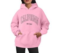 Generico Felpe con Cappuccio Donna Stampa Località Americane con Tasche Drawstring Loose Fit per Momenti Casual(XXL)