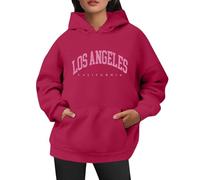 Generico Felpe con Cappuccio Donna Stampa Località Stati Uniti con Tasche Funzionali Loose Fit per Routine(Red, XXL)