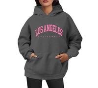 Generico Felpe con Cappuccio Donna Stampa Località Stati Uniti con Tasche Funzionali Loose Fit per Routine(Grey, L)