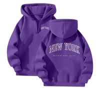Genérico Felpe da donna con cappuccio Abbigliamento donna taglia grande Felpe donna mezza cerniera Felpa stampata a doppio lato stagione scuola top donna sport casual all'aperto, C viola, S