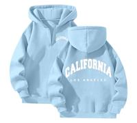 Genérico Felpe da donna con cappuccio Abbigliamento donna taglia grande Felpe donna mezza cerniera Felpa stampata a doppio lato stagione scuola top donna sport casual all'aperto, B Blu, 3XL