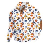 Generico Felpe da Uomo con Stampa Natalizia A Maglione Bottoni A Quarto di Bottone Felpa Casual Elegante Colletto alla Coreanavestibilità Larga A Maniche Lunghe E Inverno All'Aperto Comodi Top
